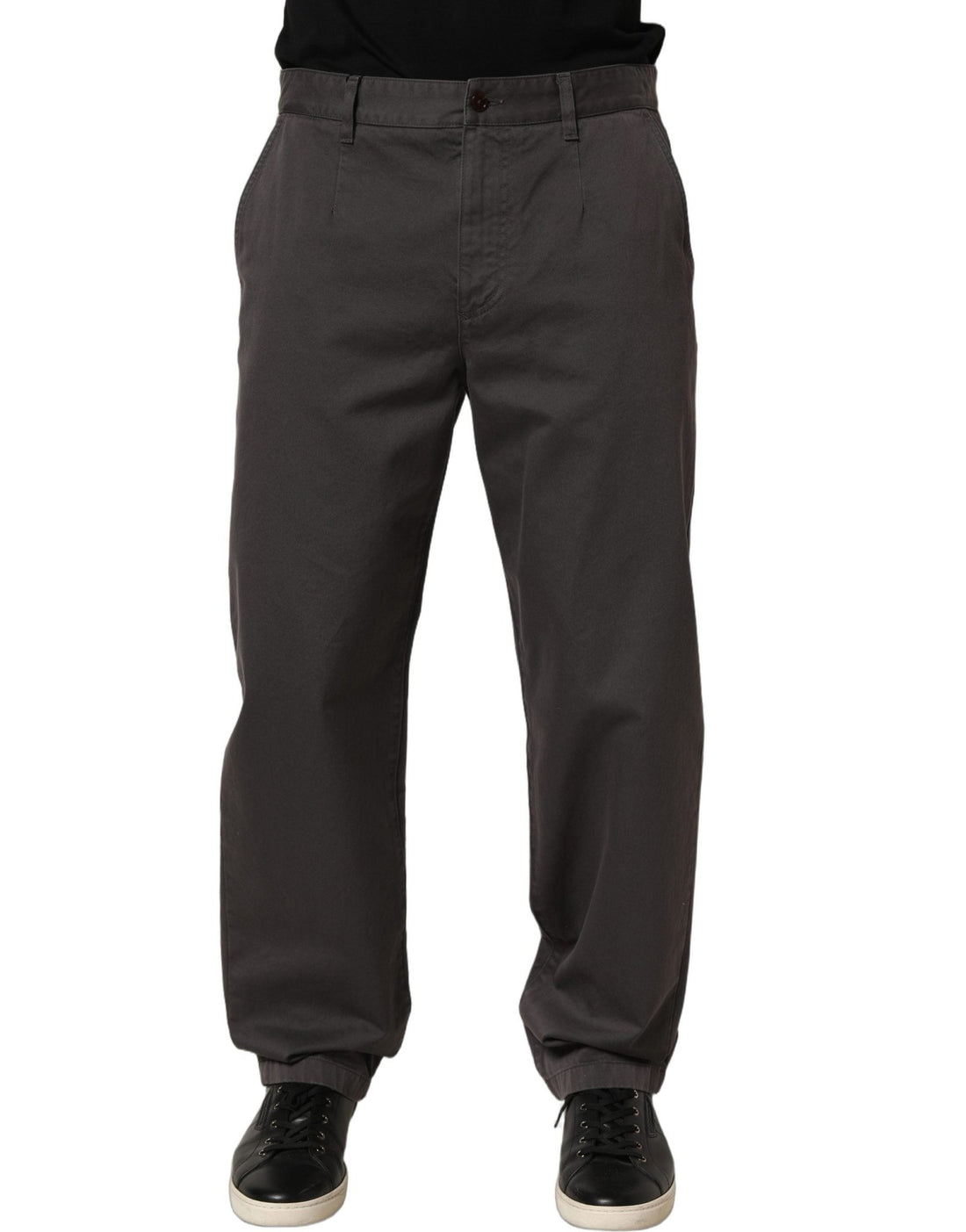 Dolce & Gabbana Dark Gray Cotton Straight Chino Trouser Pants - RIMODA