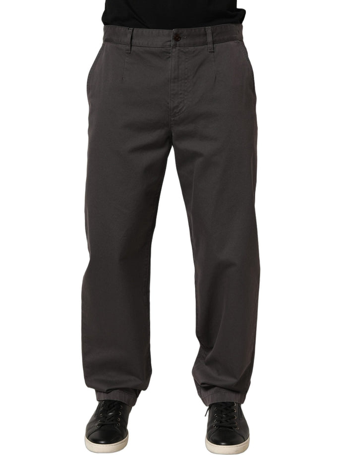 Dolce & Gabbana Dark Gray Cotton Straight Chino Trouser Pants - RIMODA