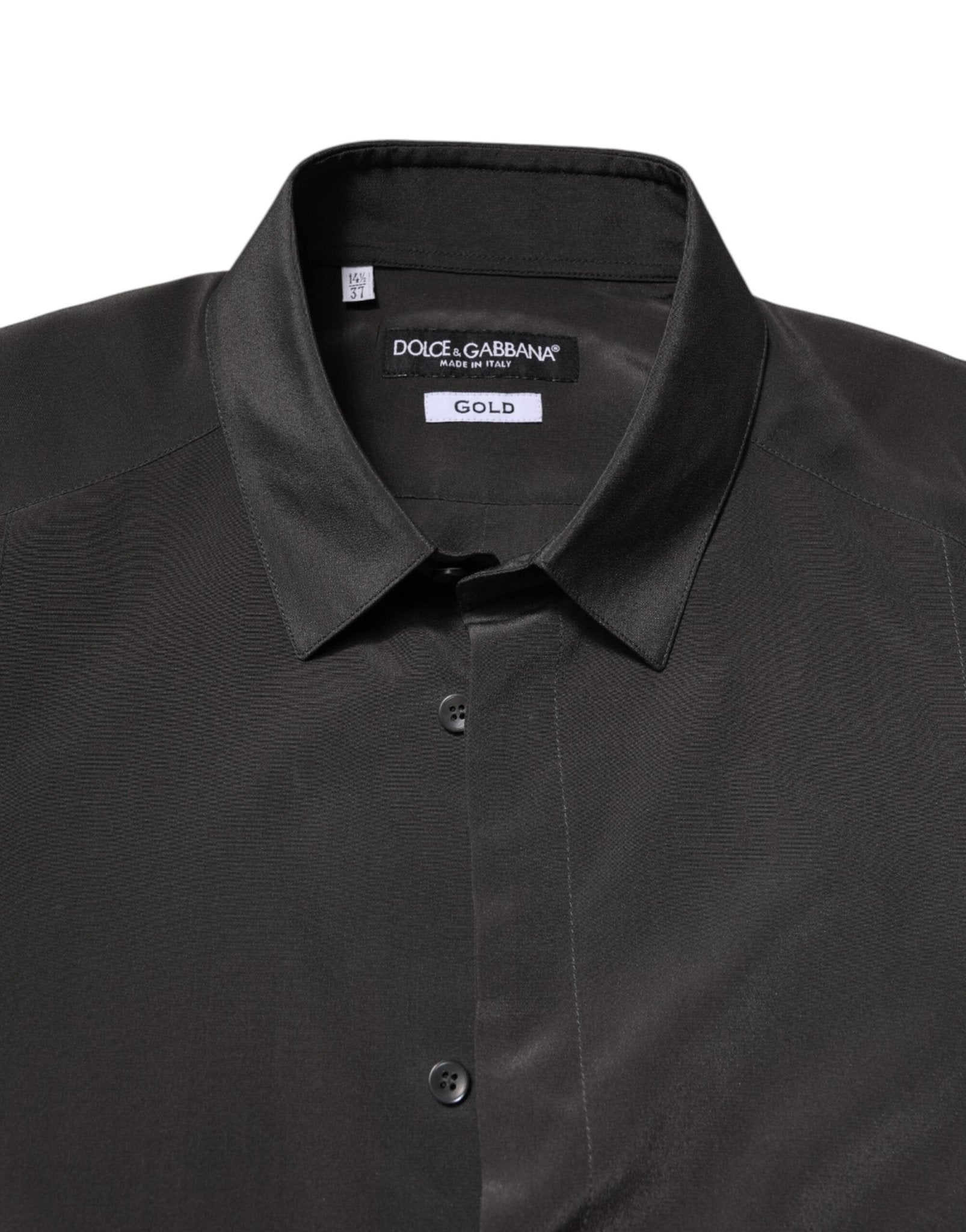 Dolce & Gabbana Dark Gray Silk GOLD Dress Formal Shirt - RIMODA
