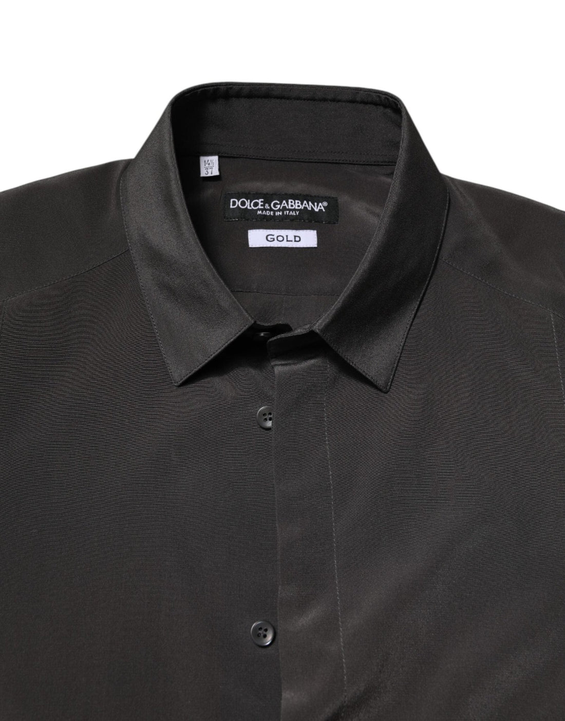 Dolce & Gabbana Dark Gray Silk GOLD Dress Formal Shirt - RIMODA