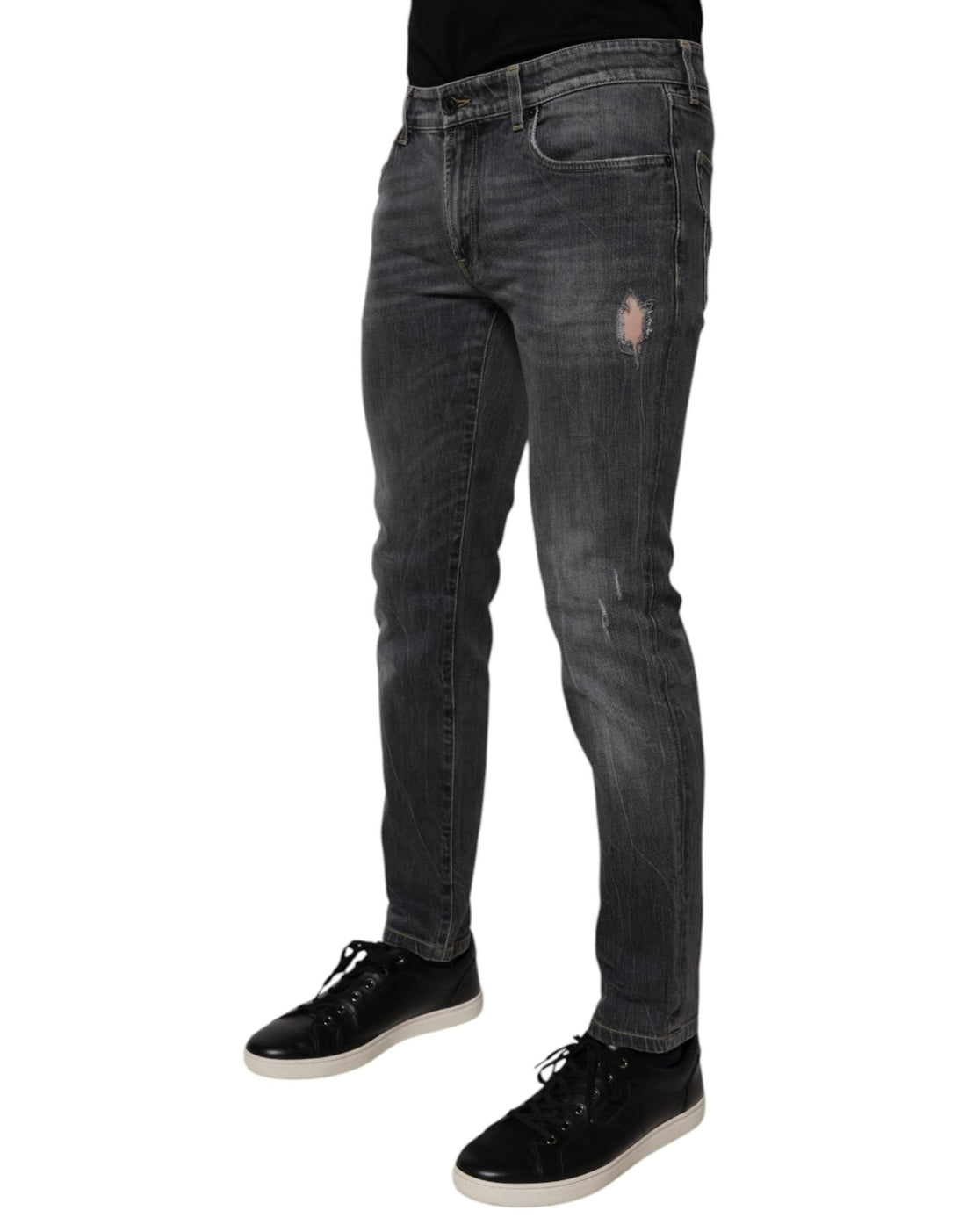 Dolce & Gabbana Dark Gray Washed Cotton Skinny Men Denim Jeans - RIMODA