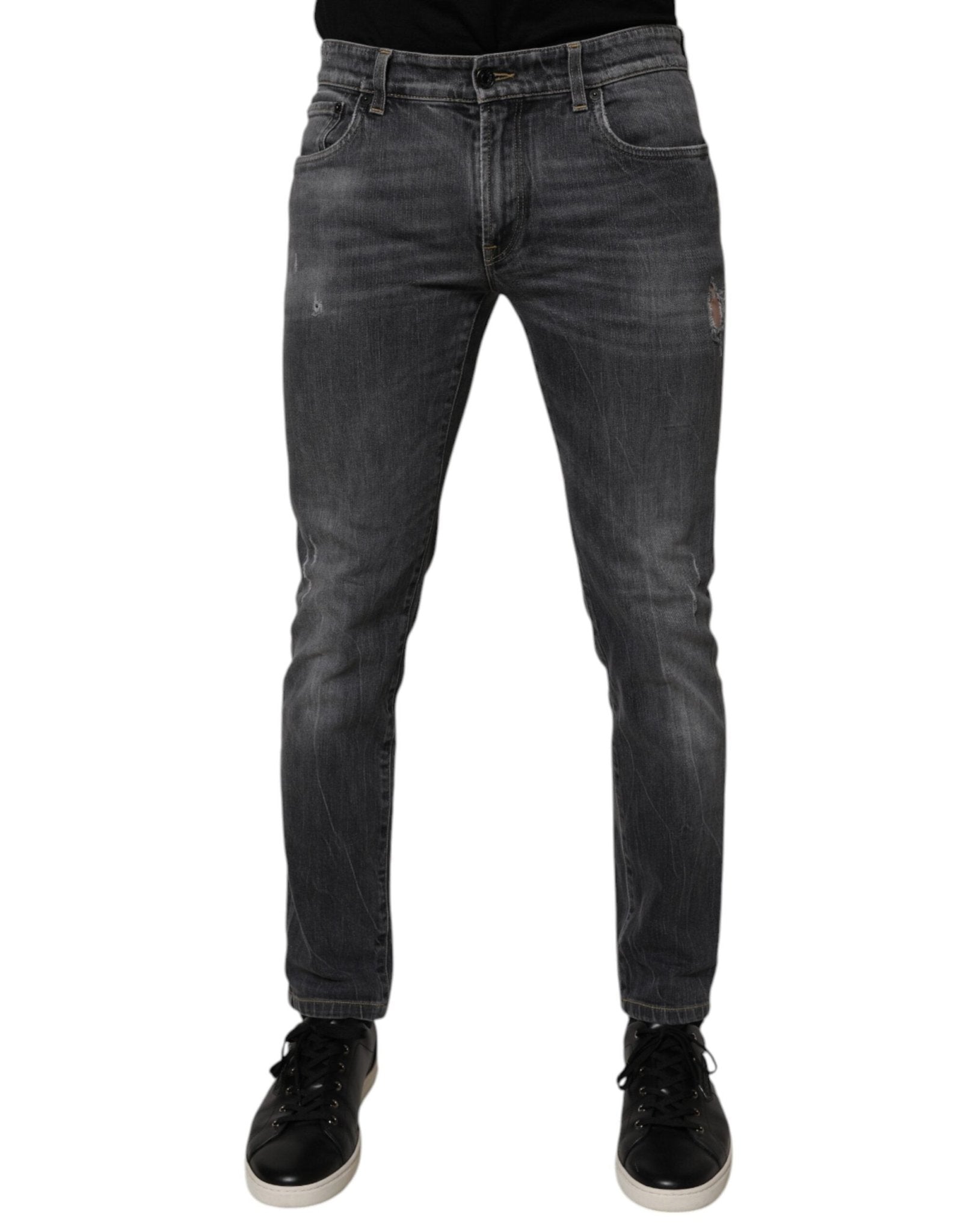 Dolce & Gabbana Dark Gray Washed Cotton Skinny Men Denim Jeans - RIMODA