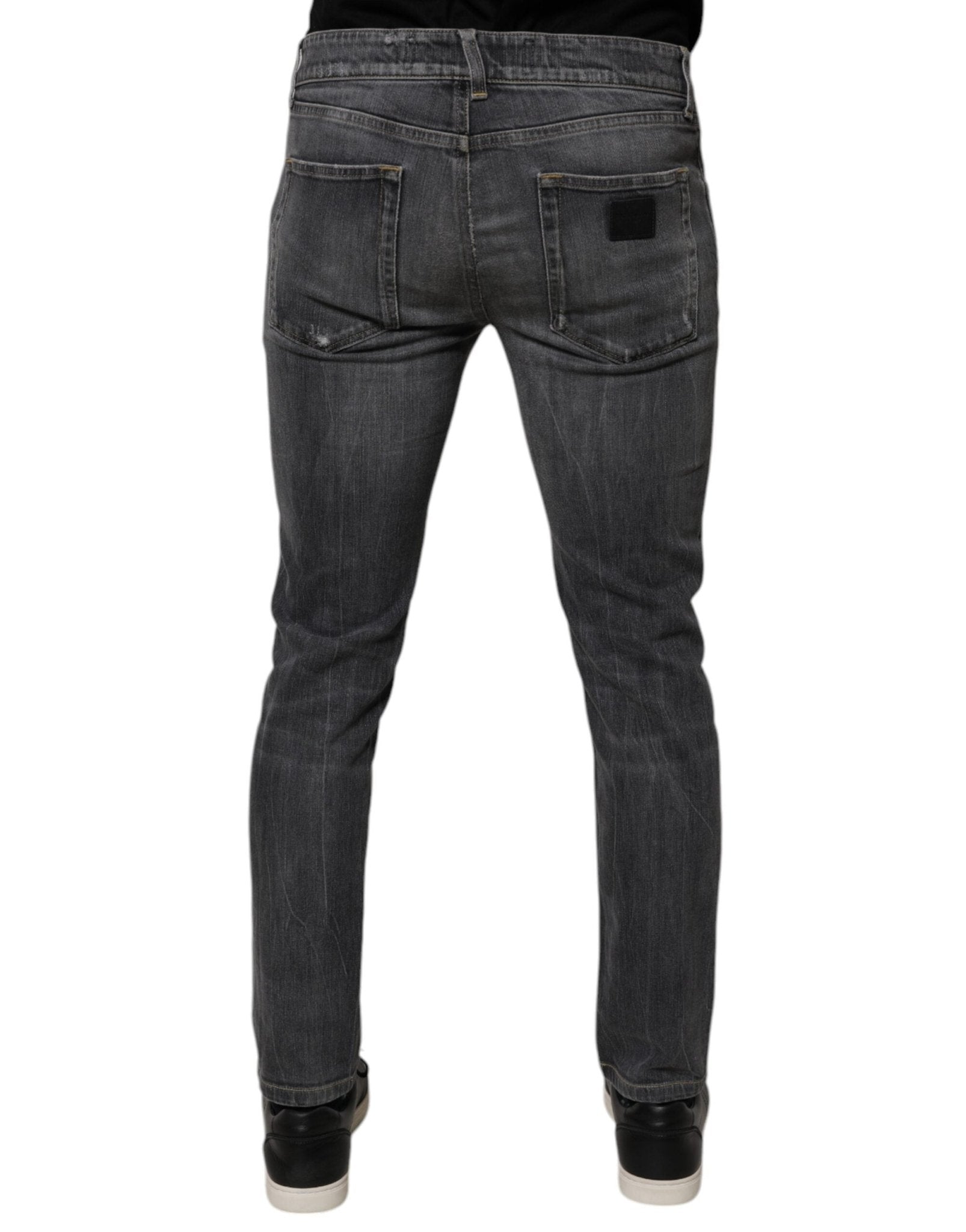 Dolce & Gabbana Dark Gray Washed Cotton Skinny Men Denim Jeans - RIMODA