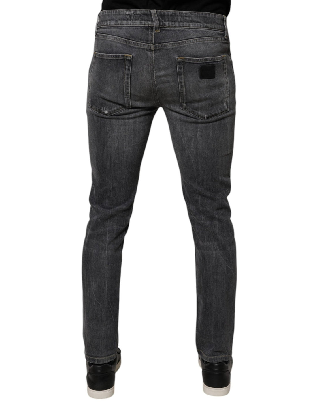 Dolce & Gabbana Dark Gray Washed Cotton Skinny Men Denim Jeans - RIMODA