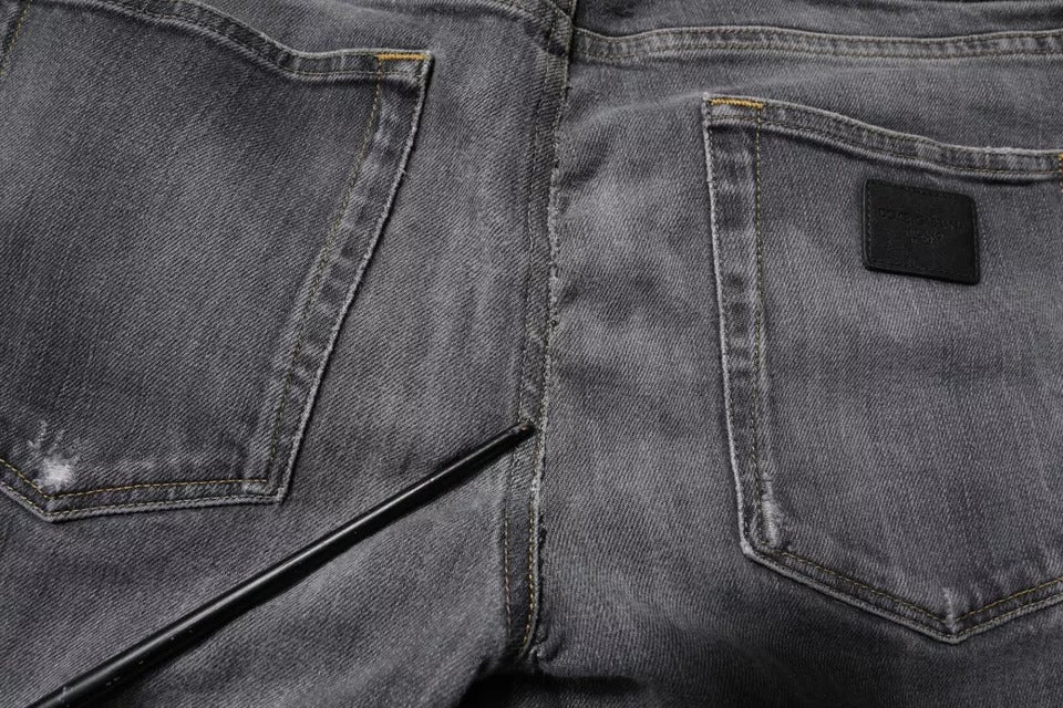 Dolce & Gabbana Dark Gray Washed Cotton Skinny Men Denim Jeans - RIMODA