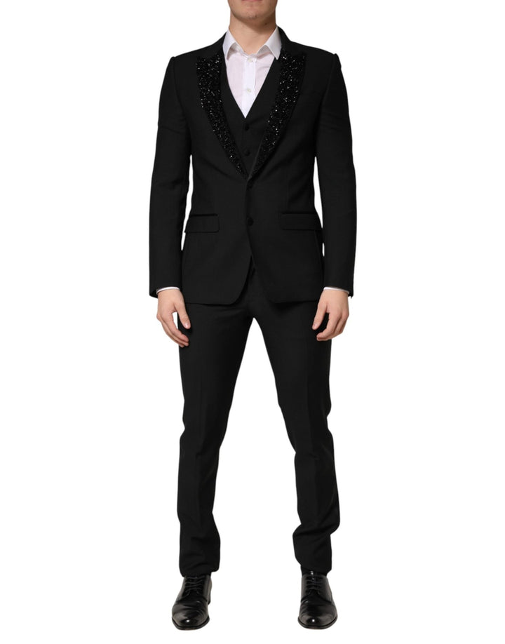 Dolce & Gabbana Dark Gray Wool Single Breasted 3 Piece Men Suit - RIMODA