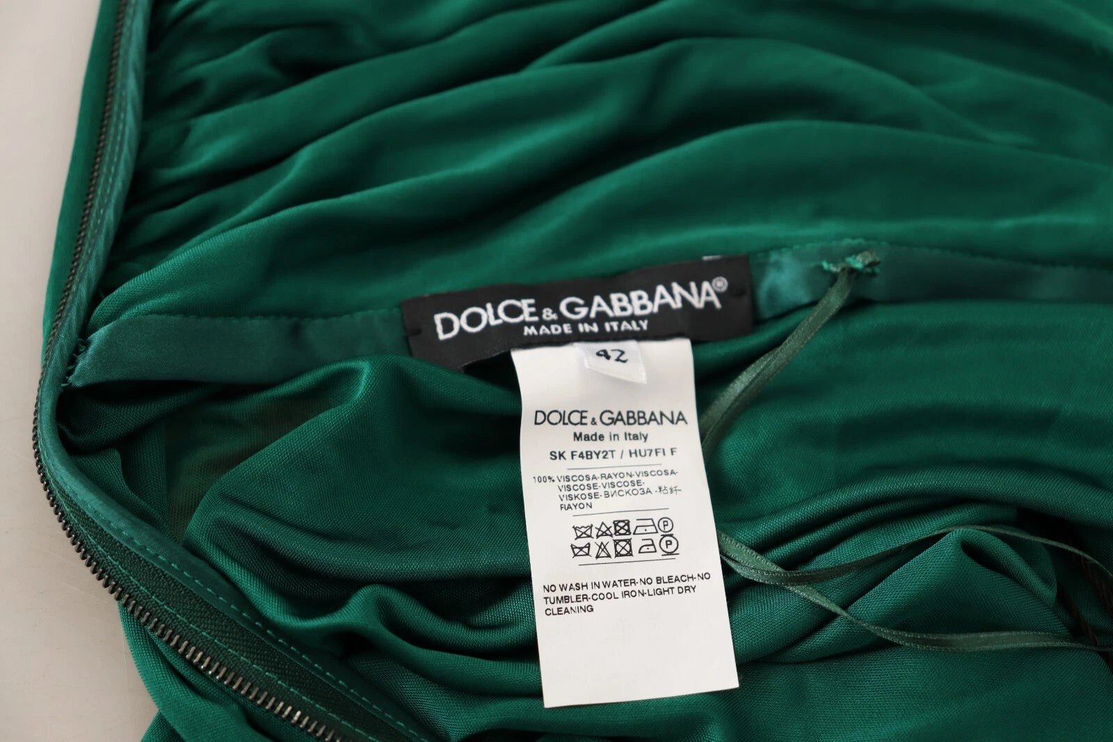 Dolce & Gabbana Dark Green High Waist Midi Skirt Pencil Cut Pleated - RIMODA