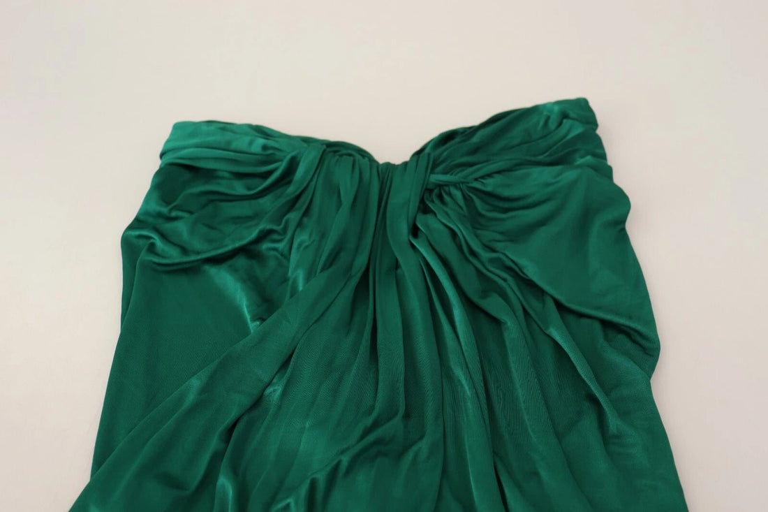 Dolce & Gabbana Dark Green High Waist Midi Skirt Pencil Cut Pleated - RIMODA