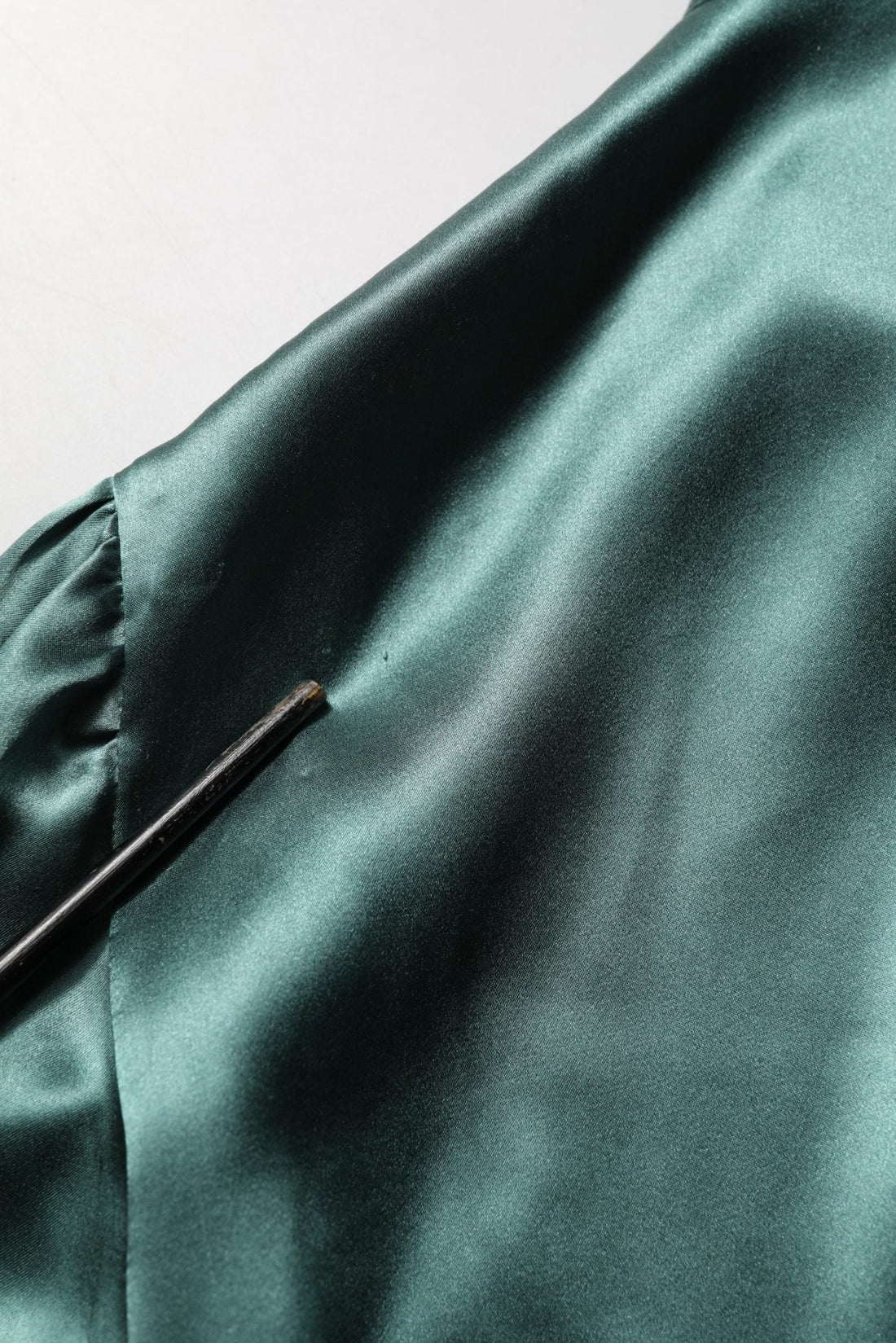 Dolce & Gabbana Dark Green Silk Satin Blouse Neck Tie Top - RIMODA
