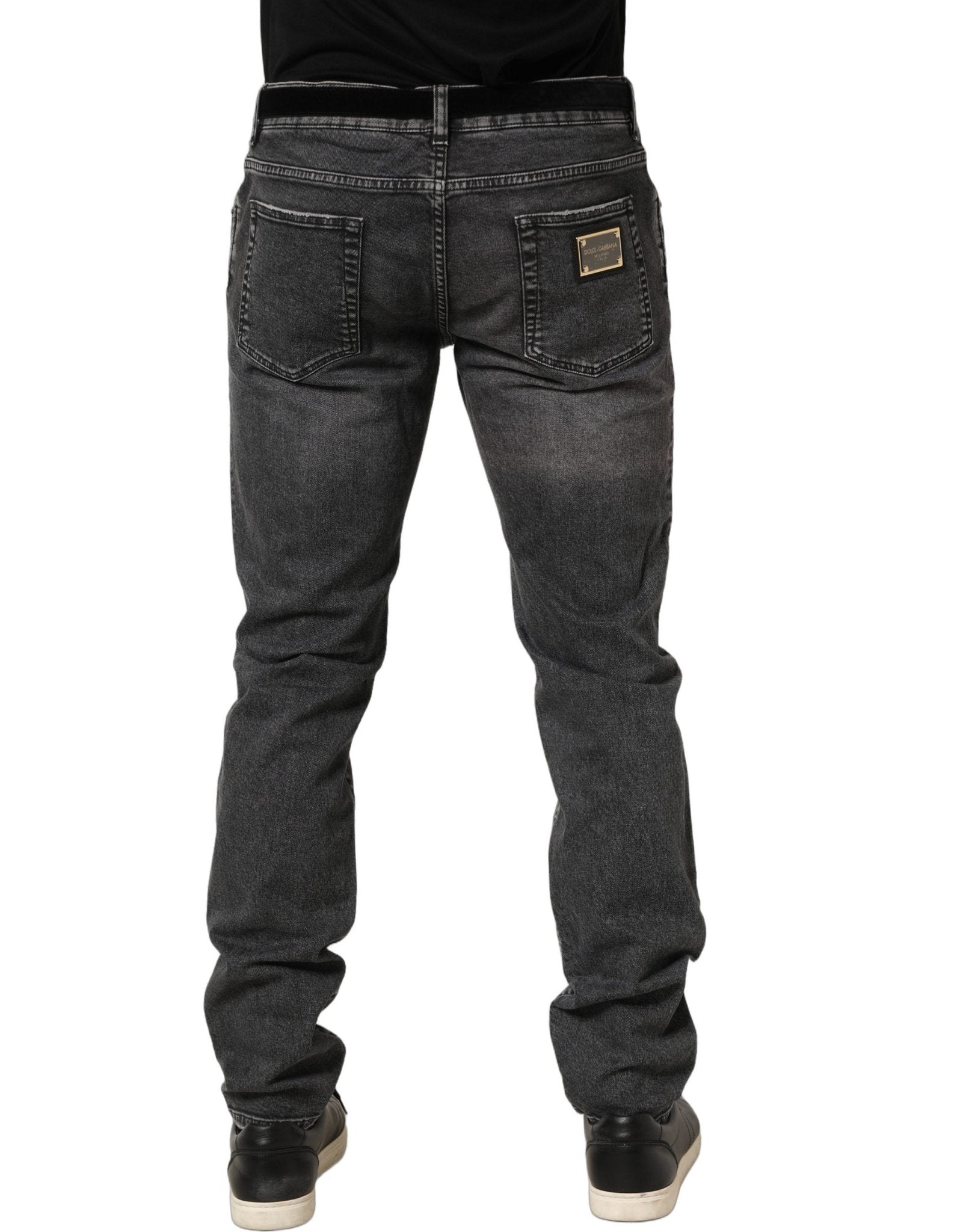 Dolce & Gabbana Dark Grey Distressed Mid Waist Denim Jeans - RIMODA