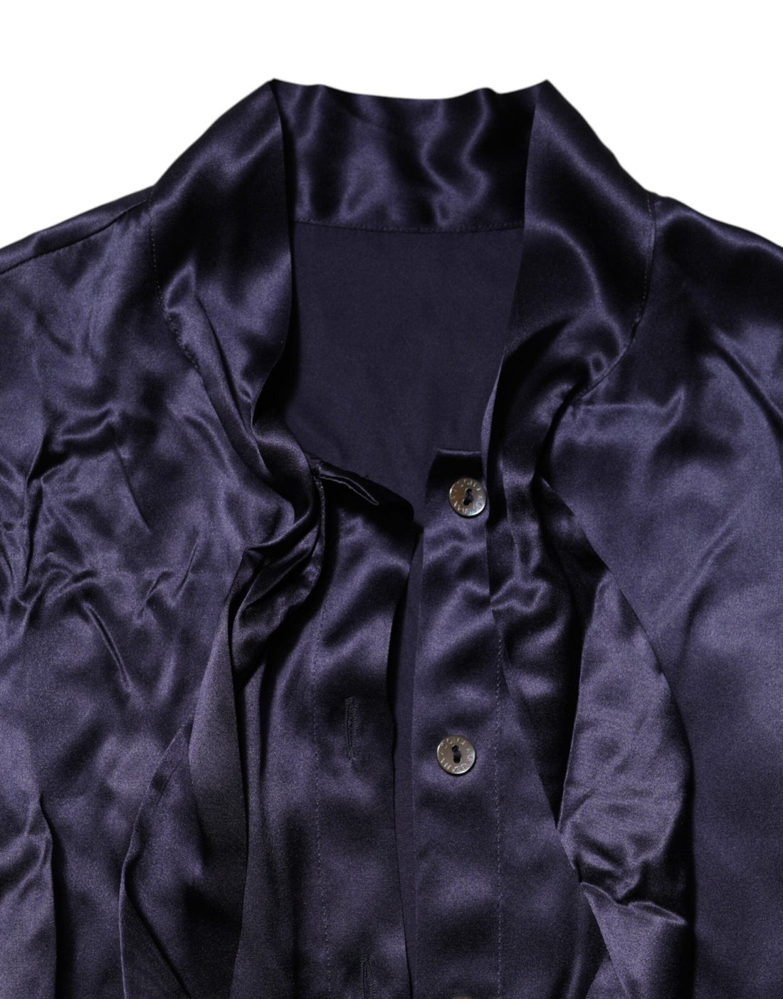 Dolce & Gabbana Dark Purple Silk Ascot Collared Blouse Top - RIMODA