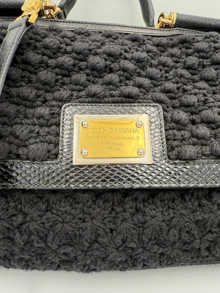 Dolce & Gabbana DOLCE & GABBANA Sicily Python and Macramé Handbag - RIMODA