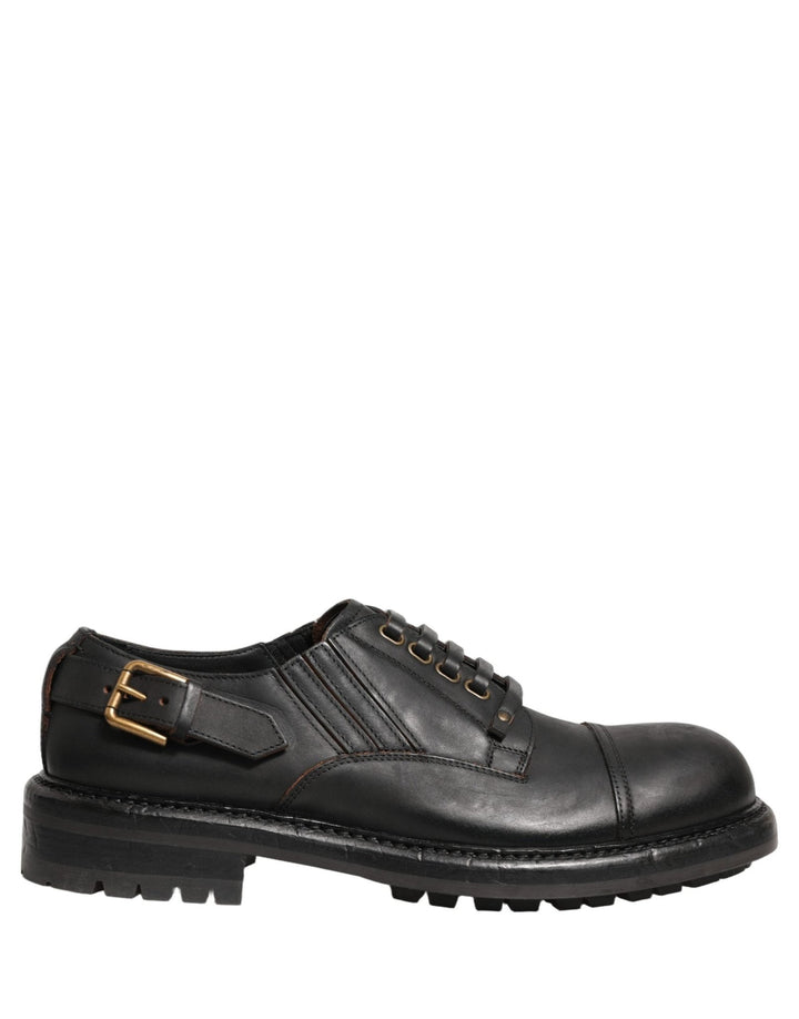 Dolce & Gabbana Dress Black Leather Lace Up Derby Men Shoes - RIMODA