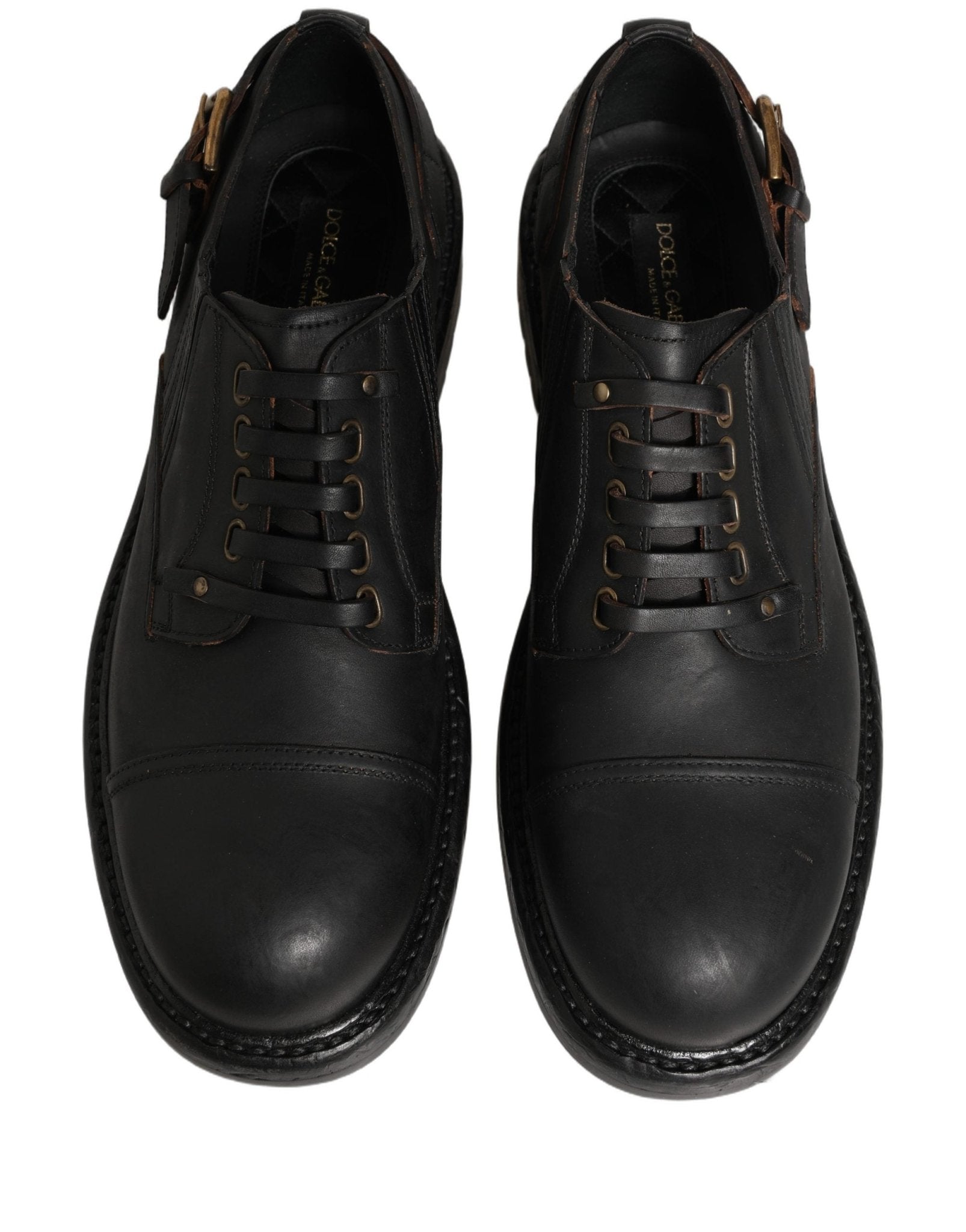 Dolce & Gabbana Dress Black Leather Lace Up Derby Men Shoes - RIMODA