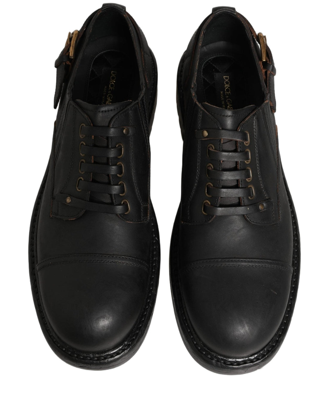 Dolce & Gabbana Dress Black Leather Lace Up Derby Men Shoes - RIMODA