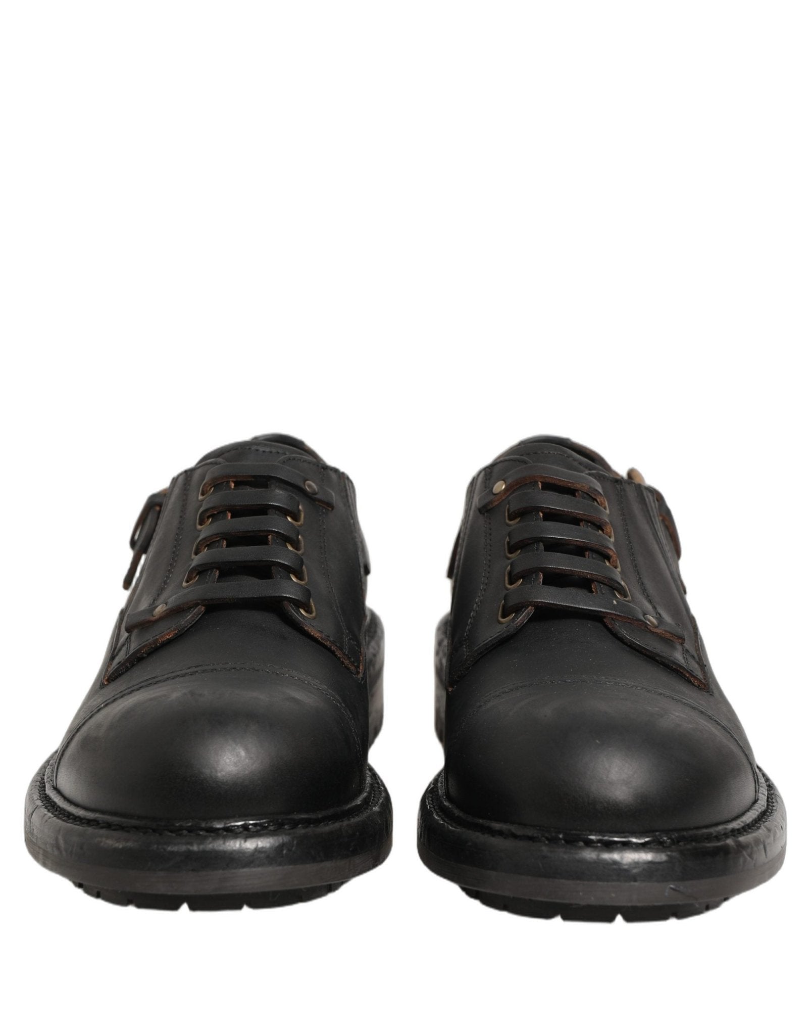 Dolce & Gabbana Dress Black Leather Lace Up Derby Men Shoes - RIMODA