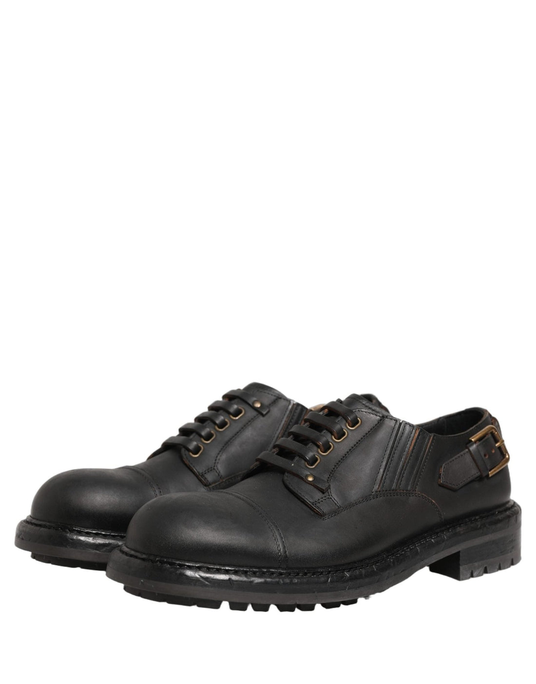 Dolce & Gabbana Dress Black Leather Lace Up Derby Men Shoes - RIMODA