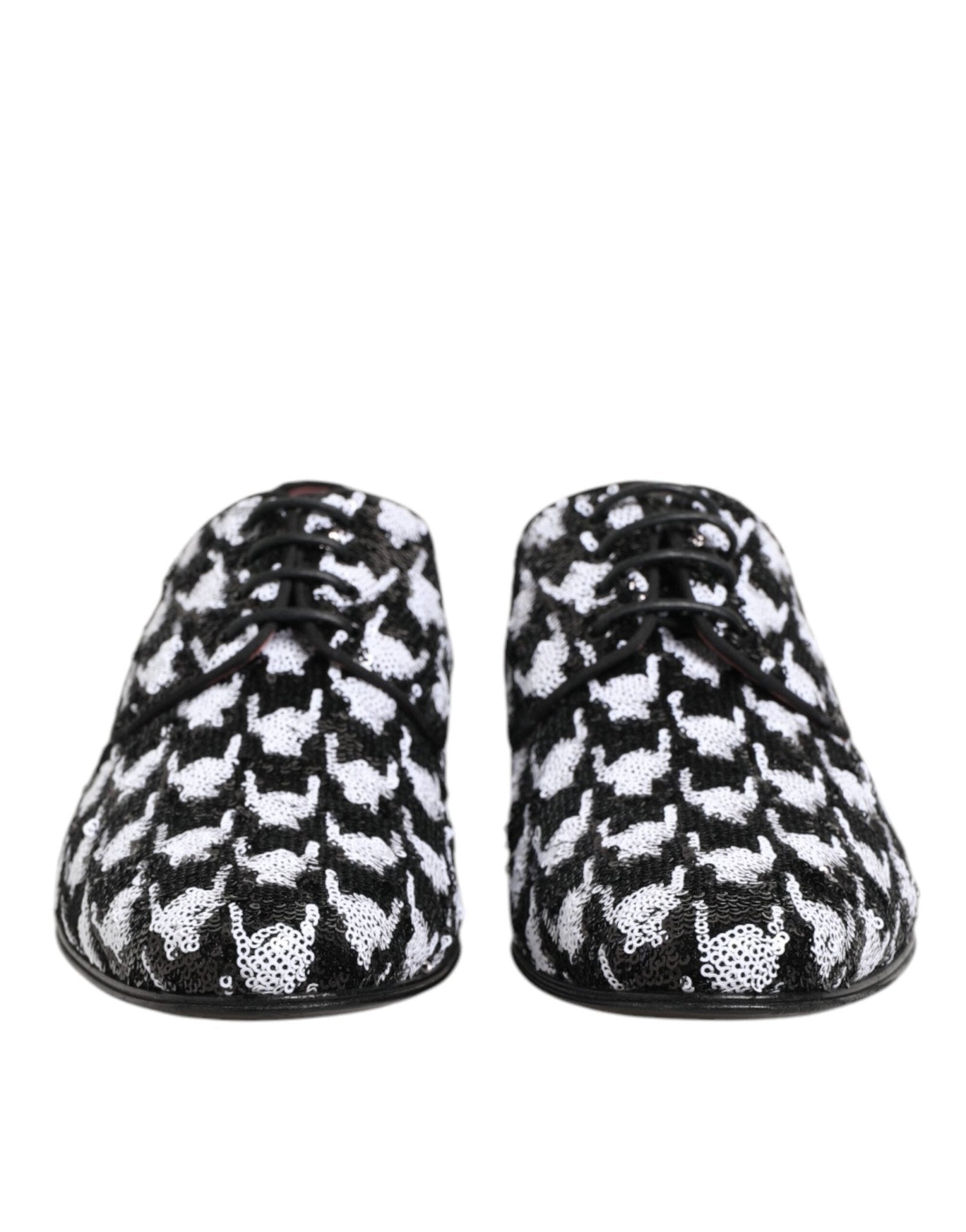 Dolce & Gabbana Dress Black White Sequined Lace Up Derby Shoes - RIMODA