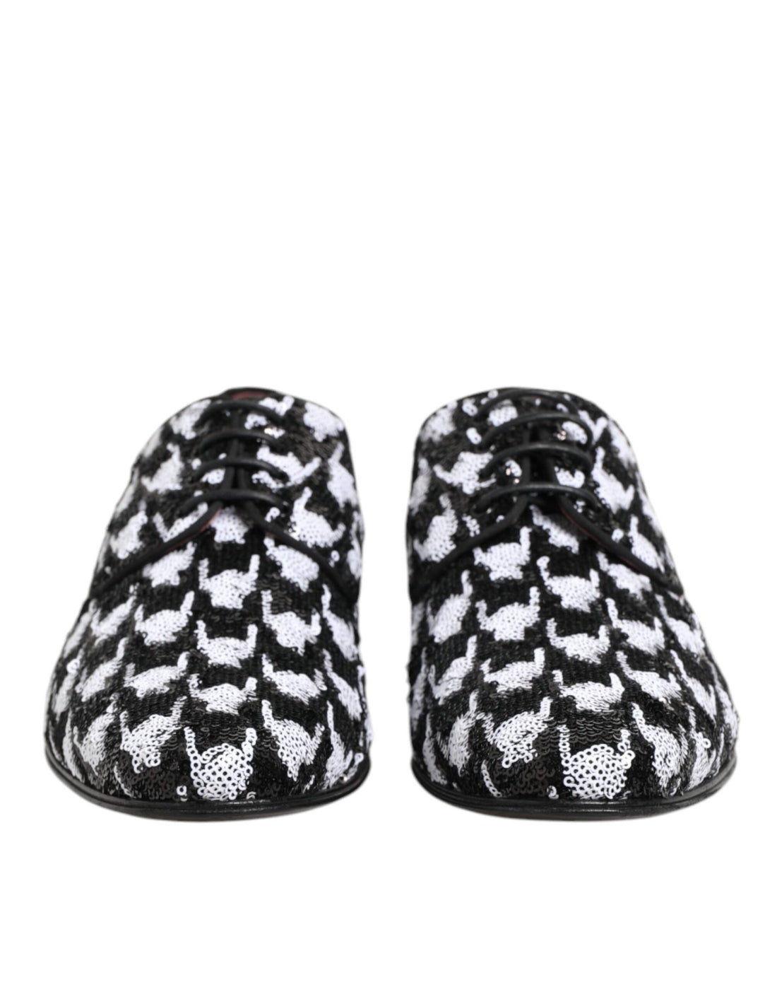 Dolce & Gabbana Dress Black White Sequined Lace Up Derby Shoes - RIMODA