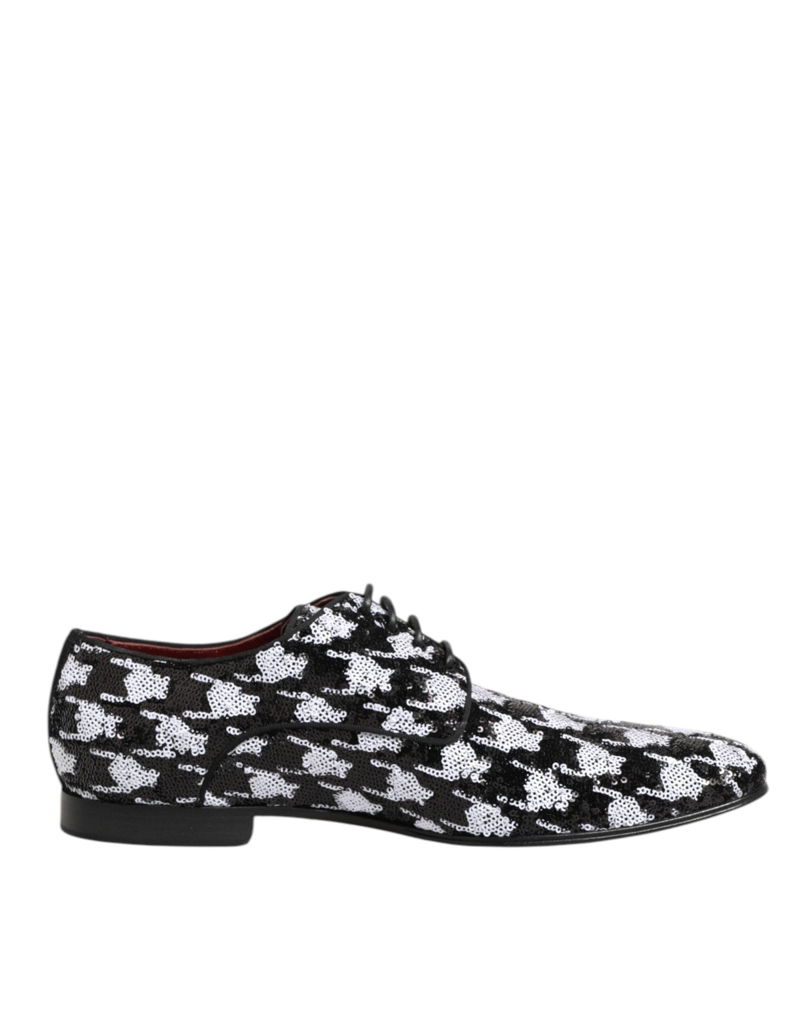 Dolce & Gabbana Dress Black White Sequined Lace Up Derby Shoes - RIMODA