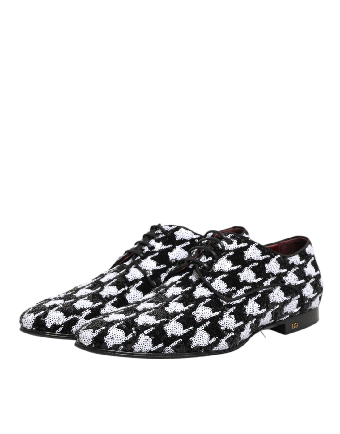 Dolce & Gabbana Dress Black White Sequined Lace Up Derby Shoes - RIMODA