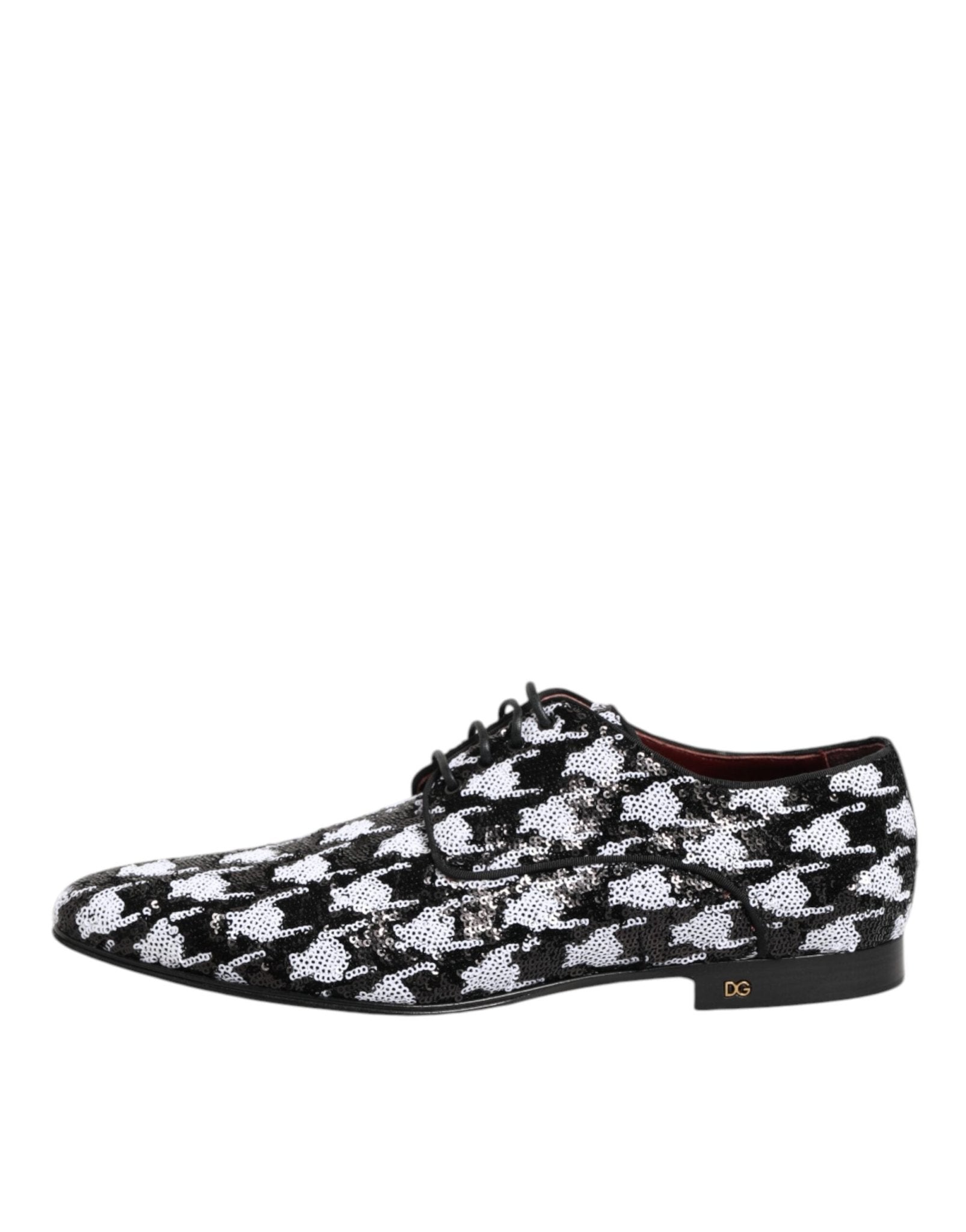 Dolce & Gabbana Dress Black White Sequined Lace Up Derby Shoes - RIMODA