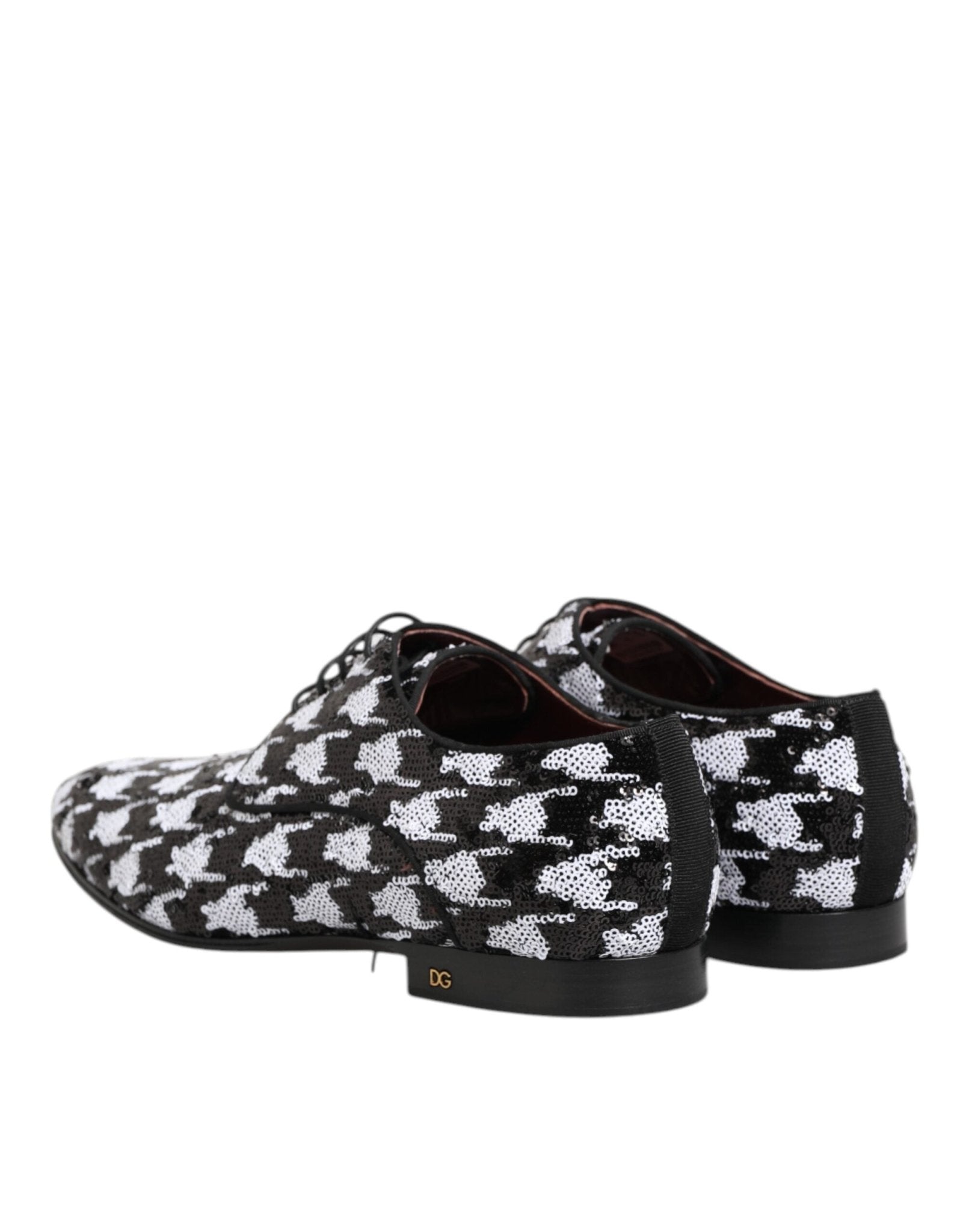 Dolce & Gabbana Dress Black White Sequined Lace Up Derby Shoes - RIMODA