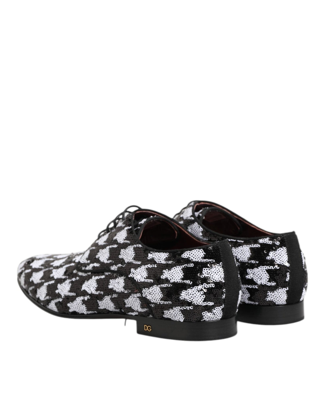 Dolce & Gabbana Dress Black White Sequined Lace Up Derby Shoes - RIMODA