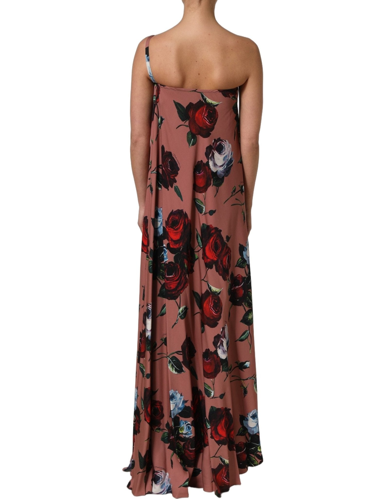 Dolce & Gabbana Dusty Pink Silk Floral OneShoulder Maxi Dress - RIMODA