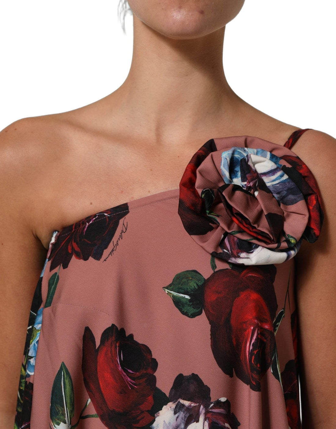 Dolce & Gabbana Dusty Pink Silk Floral OneShoulder Maxi Dress - RIMODA
