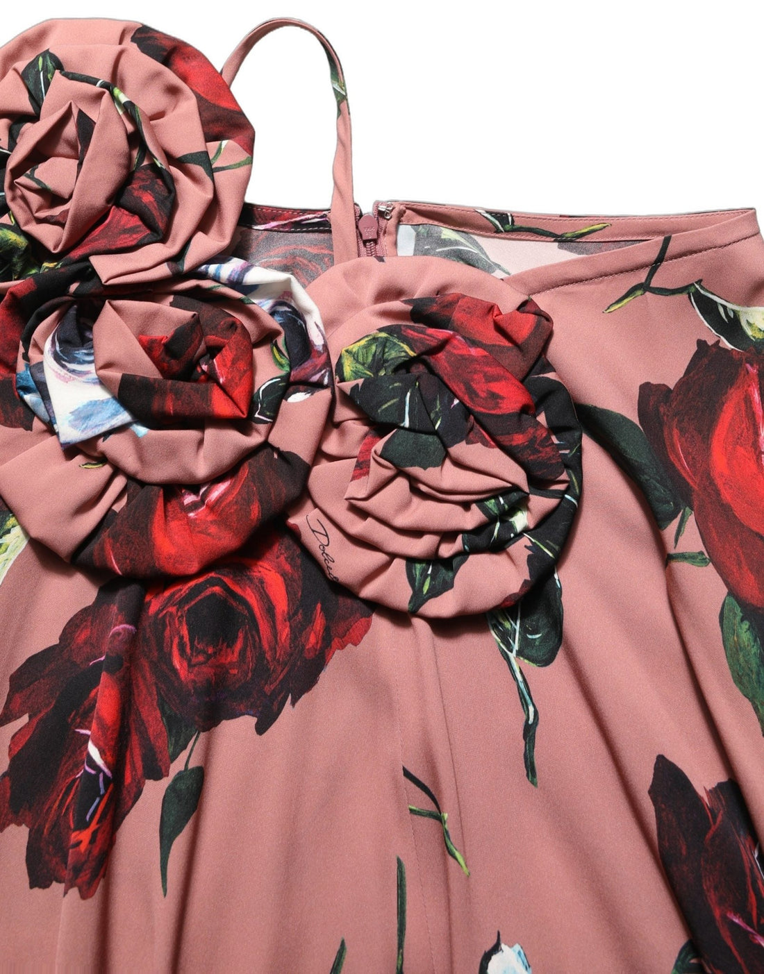 Dolce & Gabbana Dusty Pink Silk Floral Strapless Maxi Dress - RIMODA