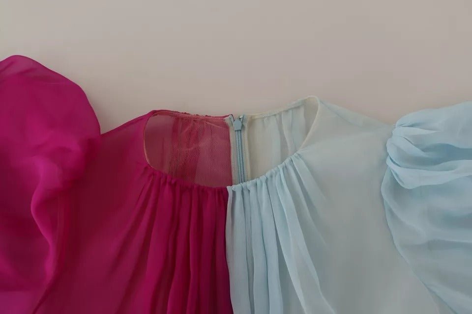 Dolce & Gabbana Fuchsia Light Blue Silk Two Tone Midi Dress - RIMODA