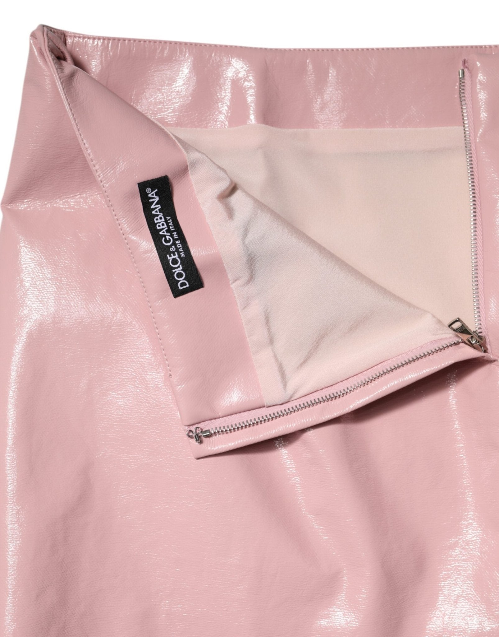 Dolce & Gabbana Glossy Pink Cotton Mid Waist Mini Skirt - RIMODA