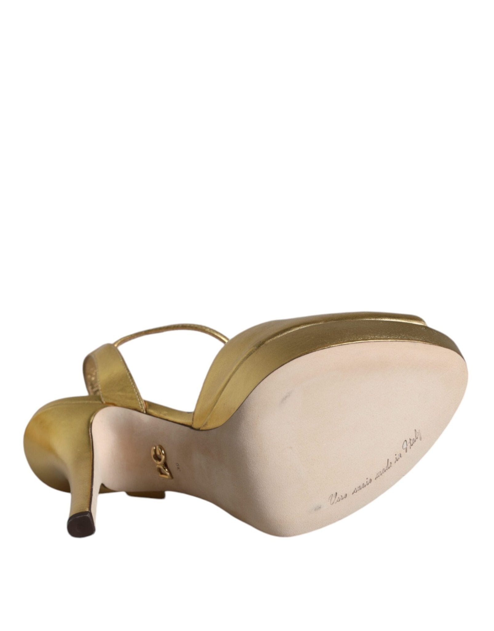 Dolce & Gabbana Gold Bette Leather Heels Sandals Shoes - RIMODA