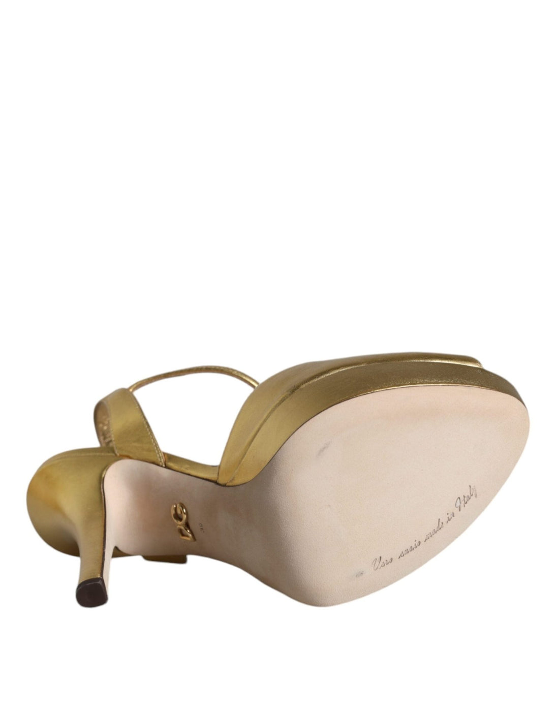 Dolce & Gabbana Gold Bette Leather Heels Sandals Shoes - RIMODA