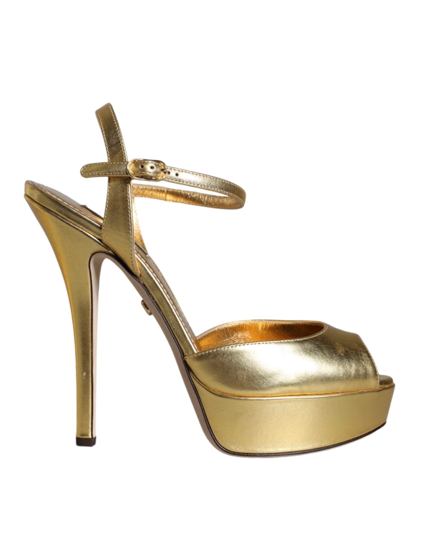 Dolce & Gabbana Gold Bette Leather Heels Sandals Shoes - RIMODA