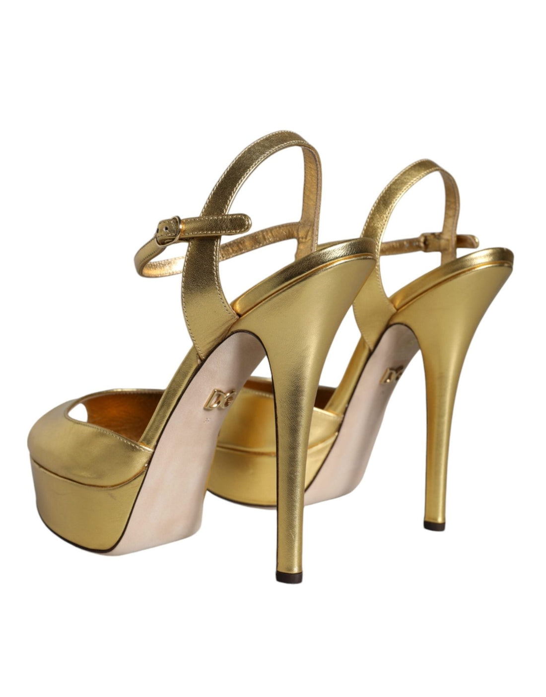 Dolce & Gabbana Gold Bette Leather Heels Sandals Shoes - RIMODA