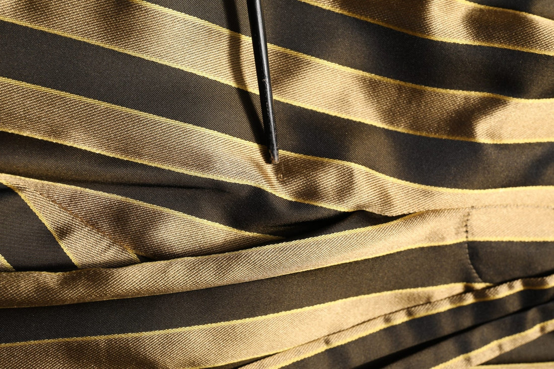 Dolce & Gabbana Gold Black Stripe Satin Tapered Leg Men Pants - RIMODA