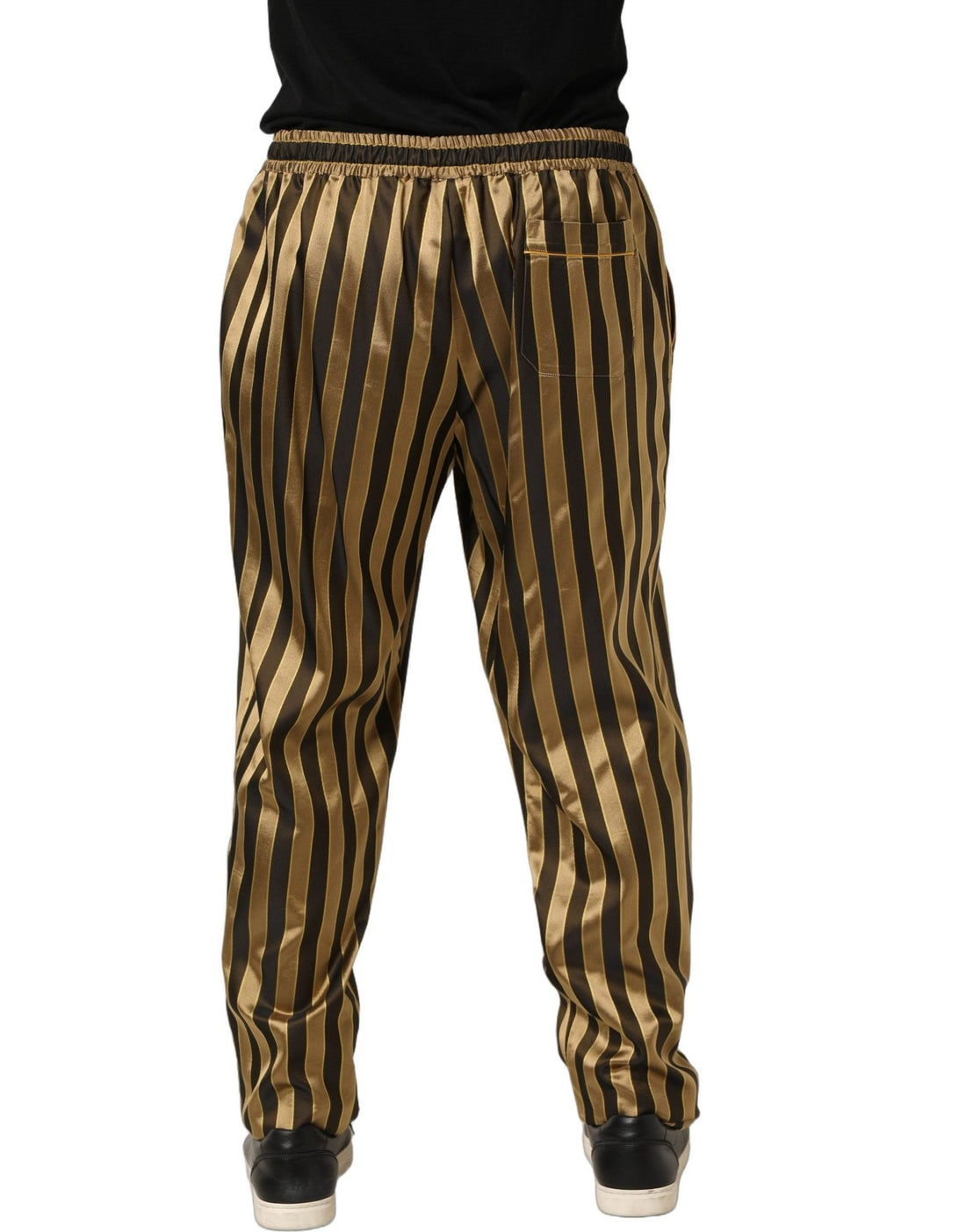 Dolce & Gabbana Gold Black Stripes Satin Tapered Leg Pants - RIMODA