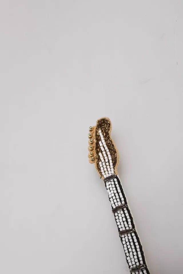 Dolce & Gabbana Gold Brass Beaded Guitar Pin Brooch - RIMODA