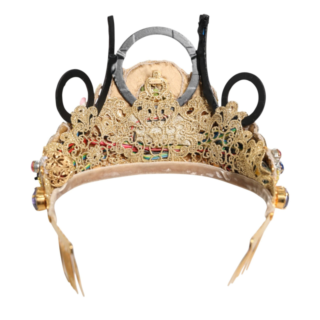 Dolce & Gabbana Gold Brass Crystal Embellished Headpiece Crown Tiara - RIMODA