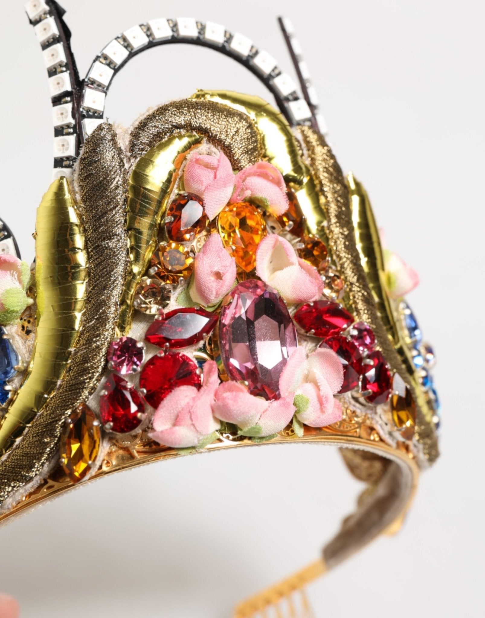 Dolce & Gabbana Gold Brass Crystal Embellished Headpiece Crown Tiara - RIMODA