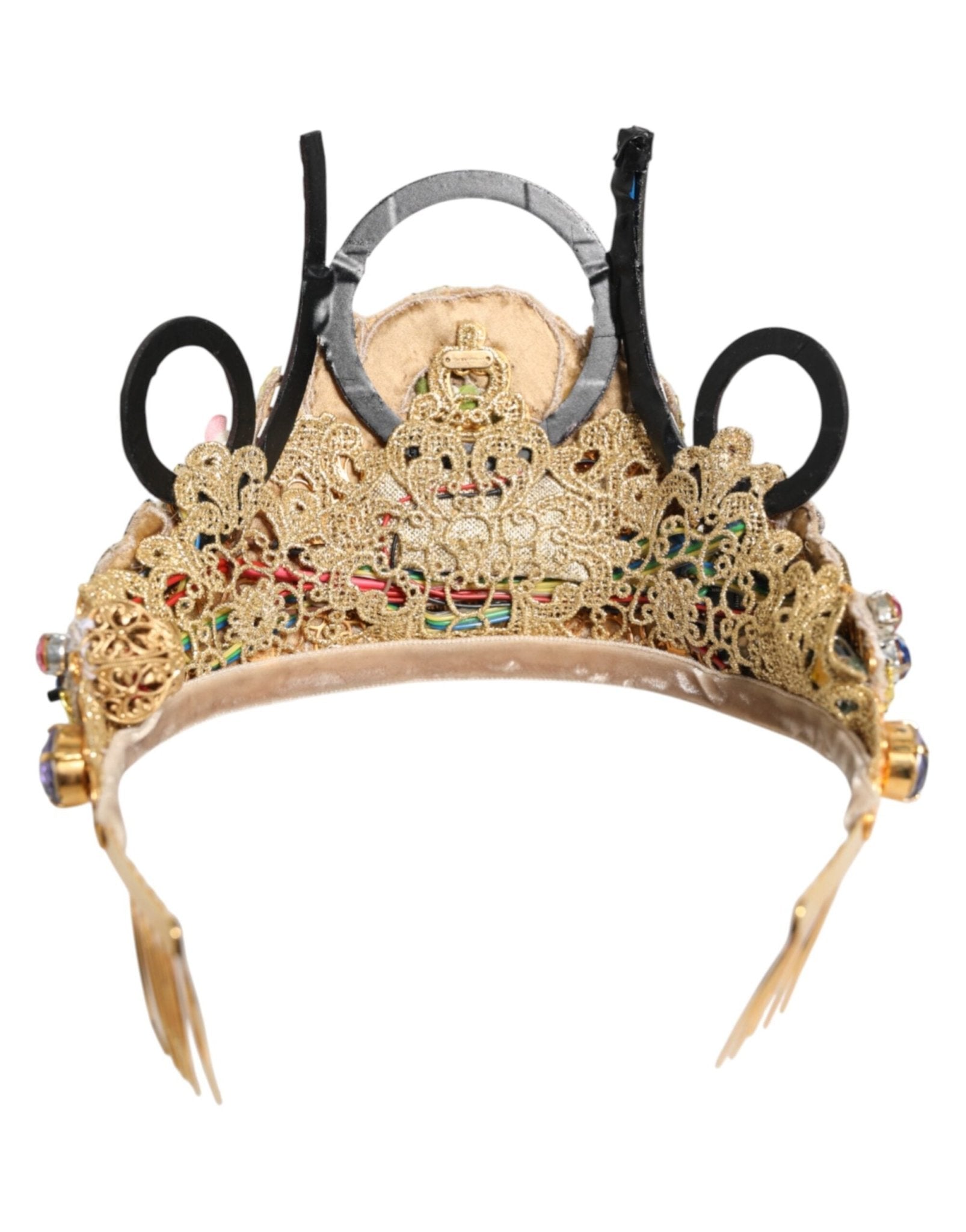 Dolce & Gabbana Gold Brass Crystal Embellished Headpiece Crown Tiara - RIMODA