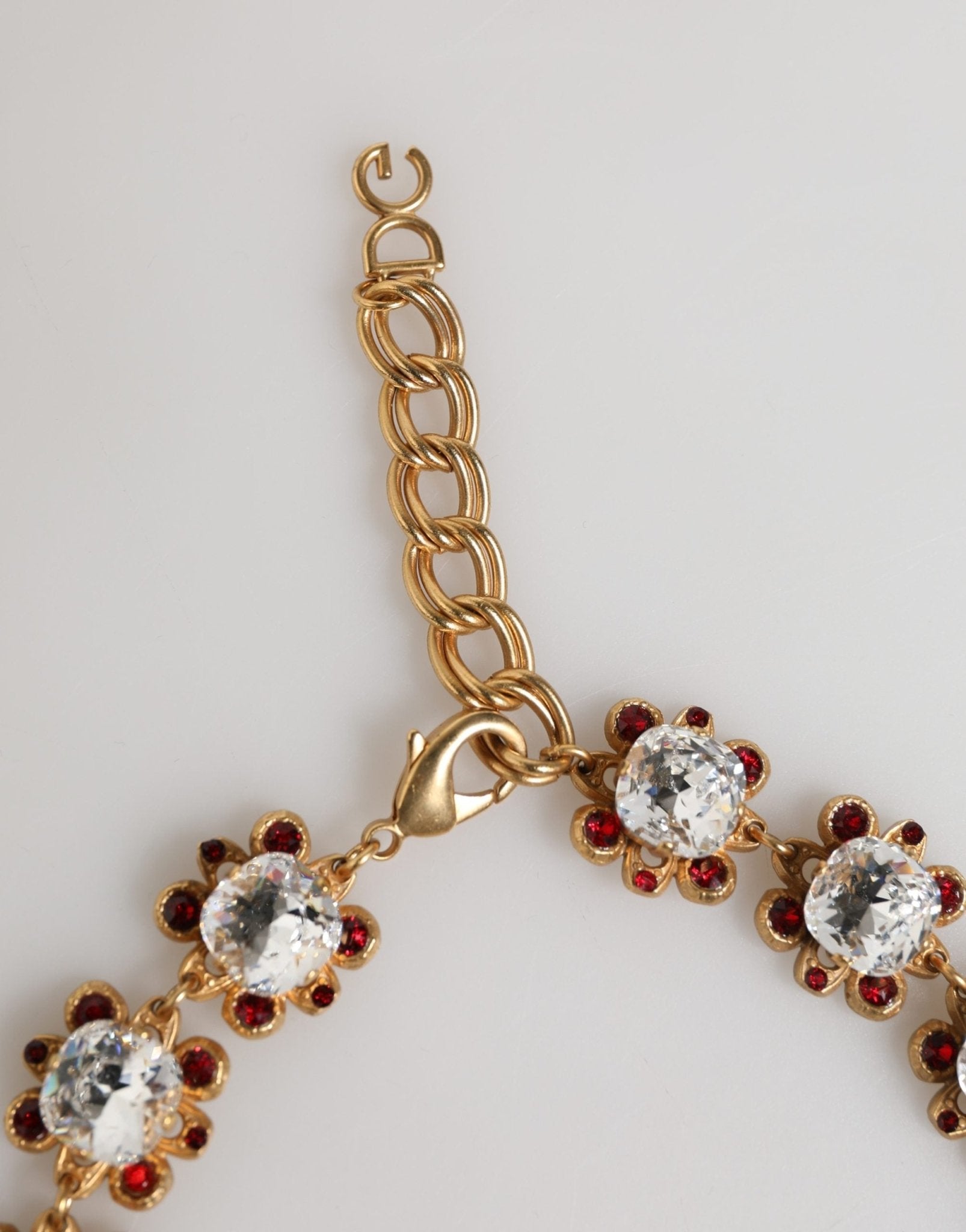 Dolce & Gabbana Gold Brass FRUIT Pendants Flowers Crystal Logo Necklace - RIMODA