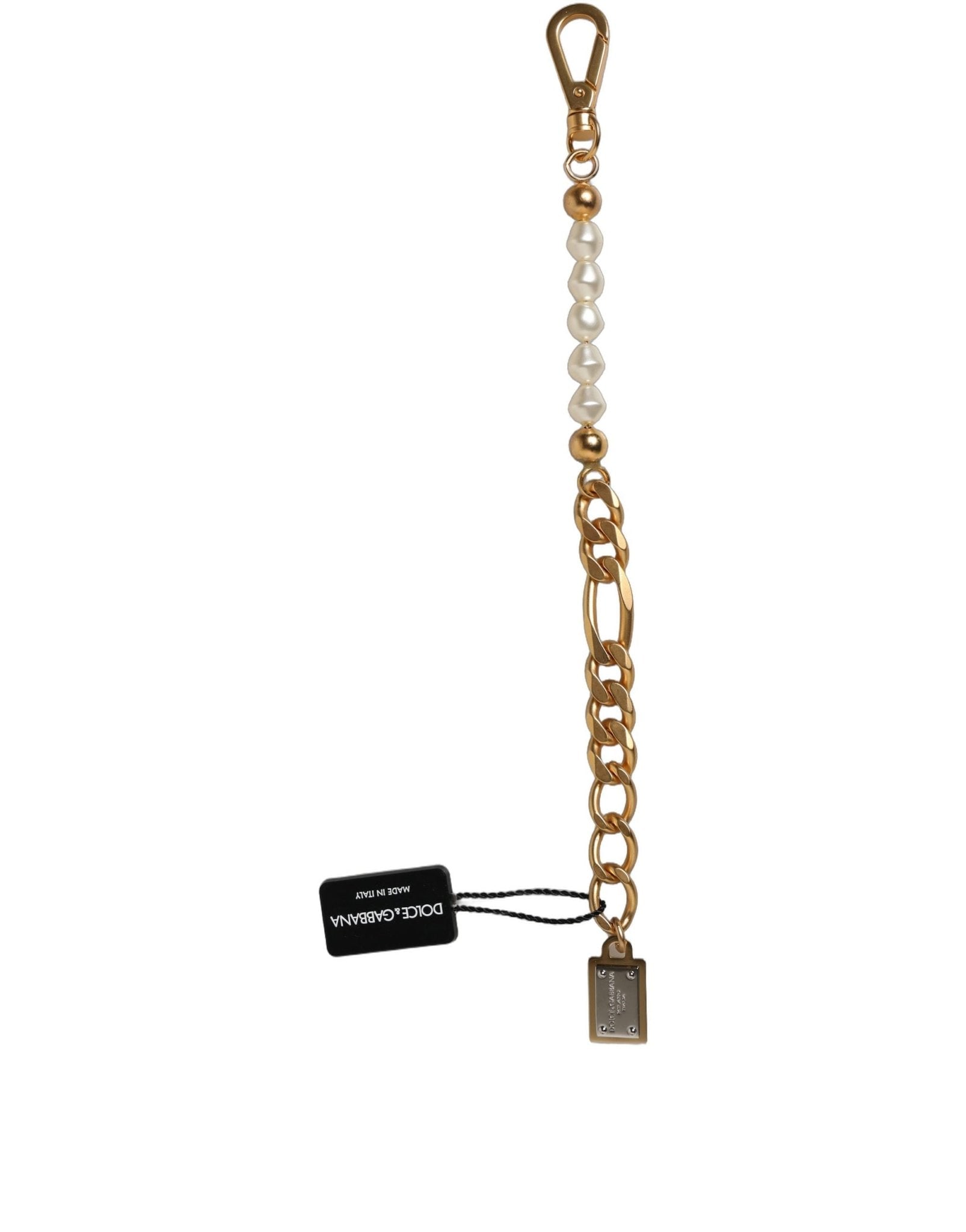 Dolce & Gabbana Gold Brass Pearl Embellished Chain Link Jewelry Bracelet - RIMODA