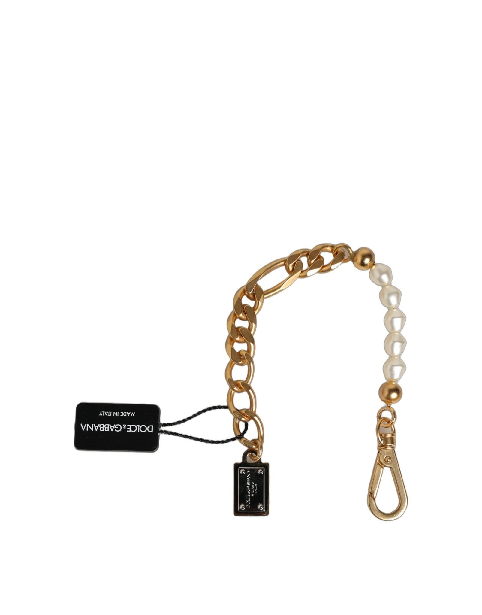 Dolce & Gabbana Gold Brass Pearl Embellished Chain Link Jewelry Bracelet - RIMODA