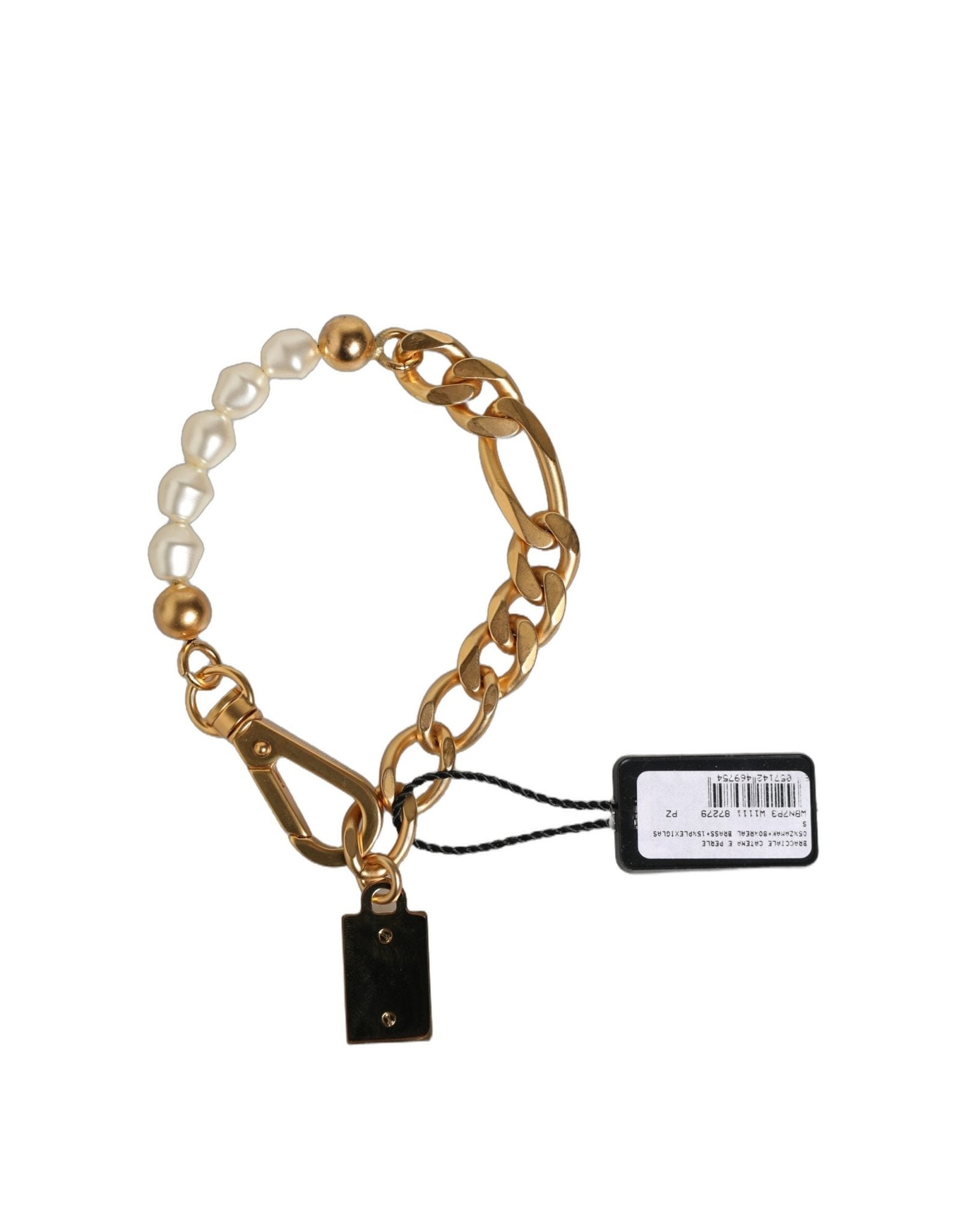 Dolce & Gabbana Gold Brass Pearl Embellished Chain Link Jewelry Bracelet - RIMODA