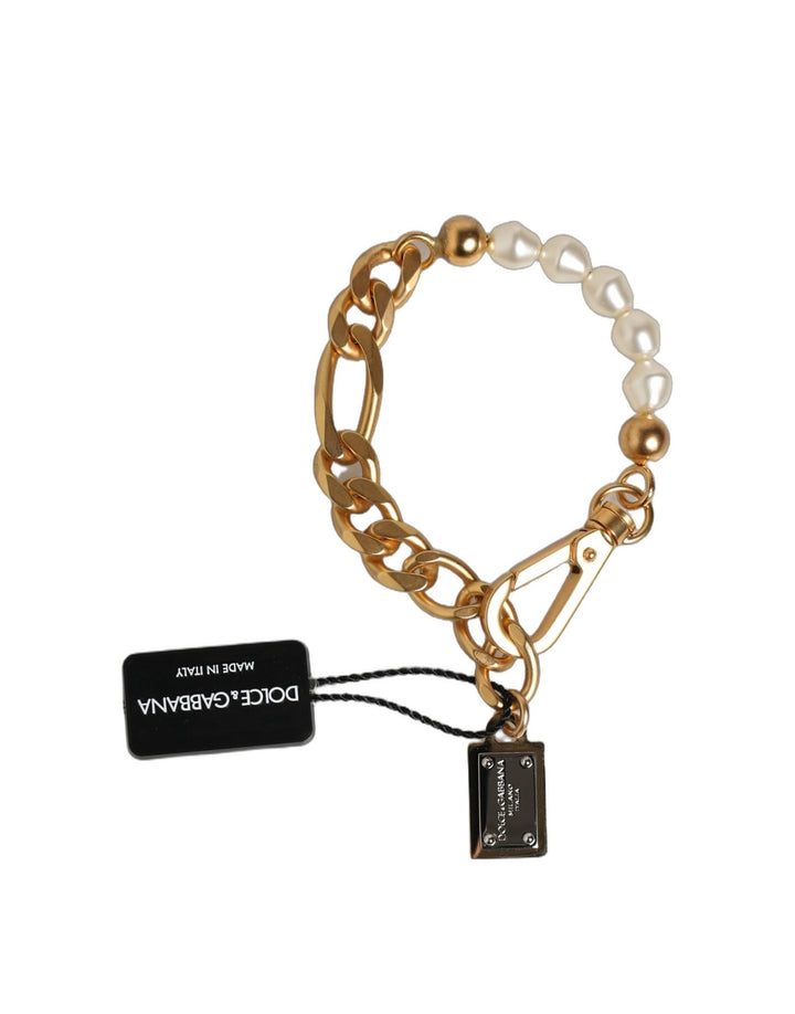 Dolce & Gabbana Gold Brass Pearl Embellished Chain Link Jewelry Bracelet - RIMODA