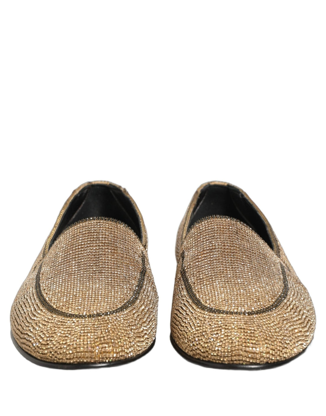 Dolce & Gabbana Gold Crystal Embellished Men Loafers Shoes - RIMODA