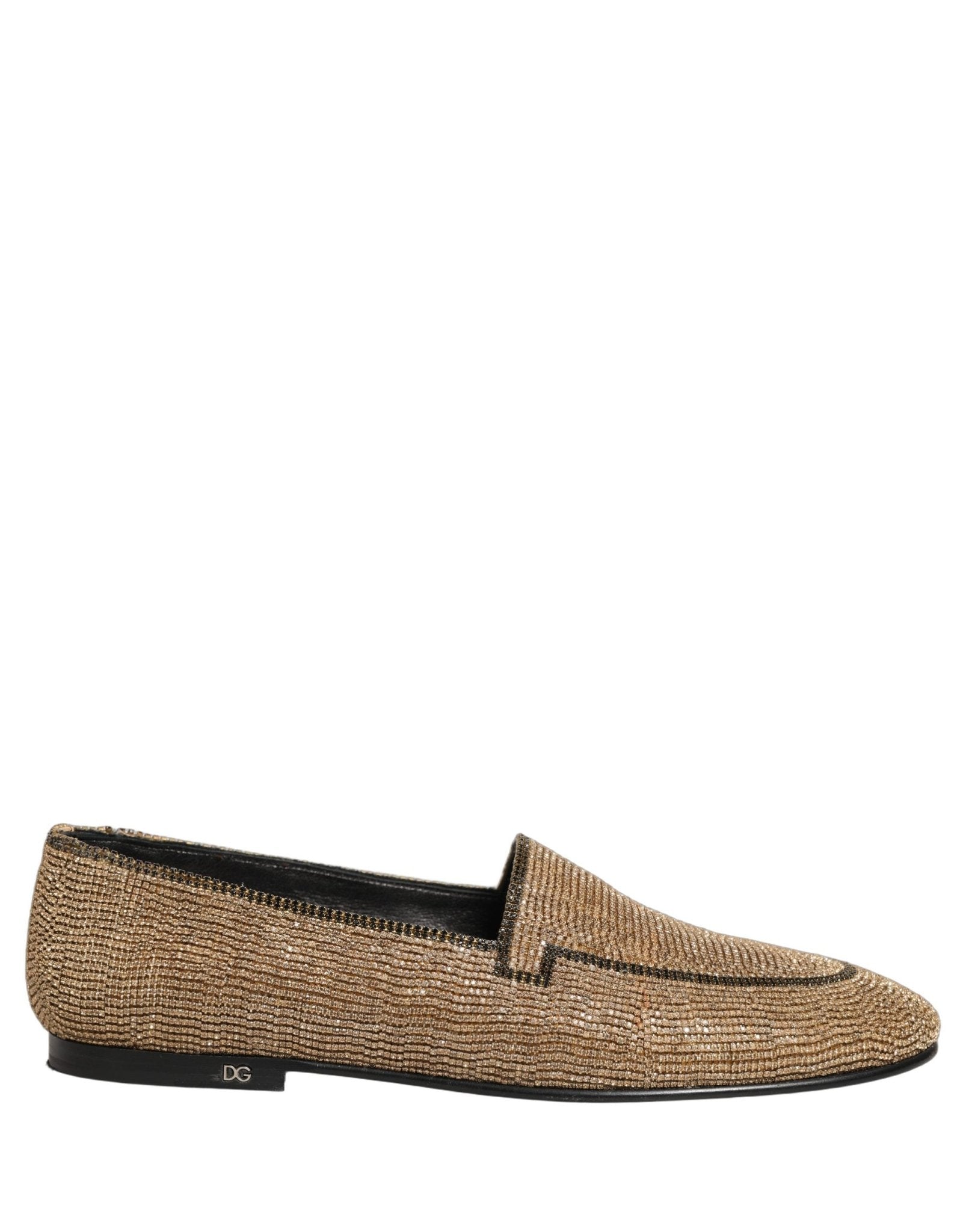 Dolce & Gabbana Gold Crystal Embellished Men Loafers Shoes - RIMODA